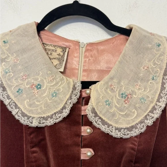 Gunne Sax Vintage Maxi Dress Lace Prairie Cottage Core - Picture 6 of 13